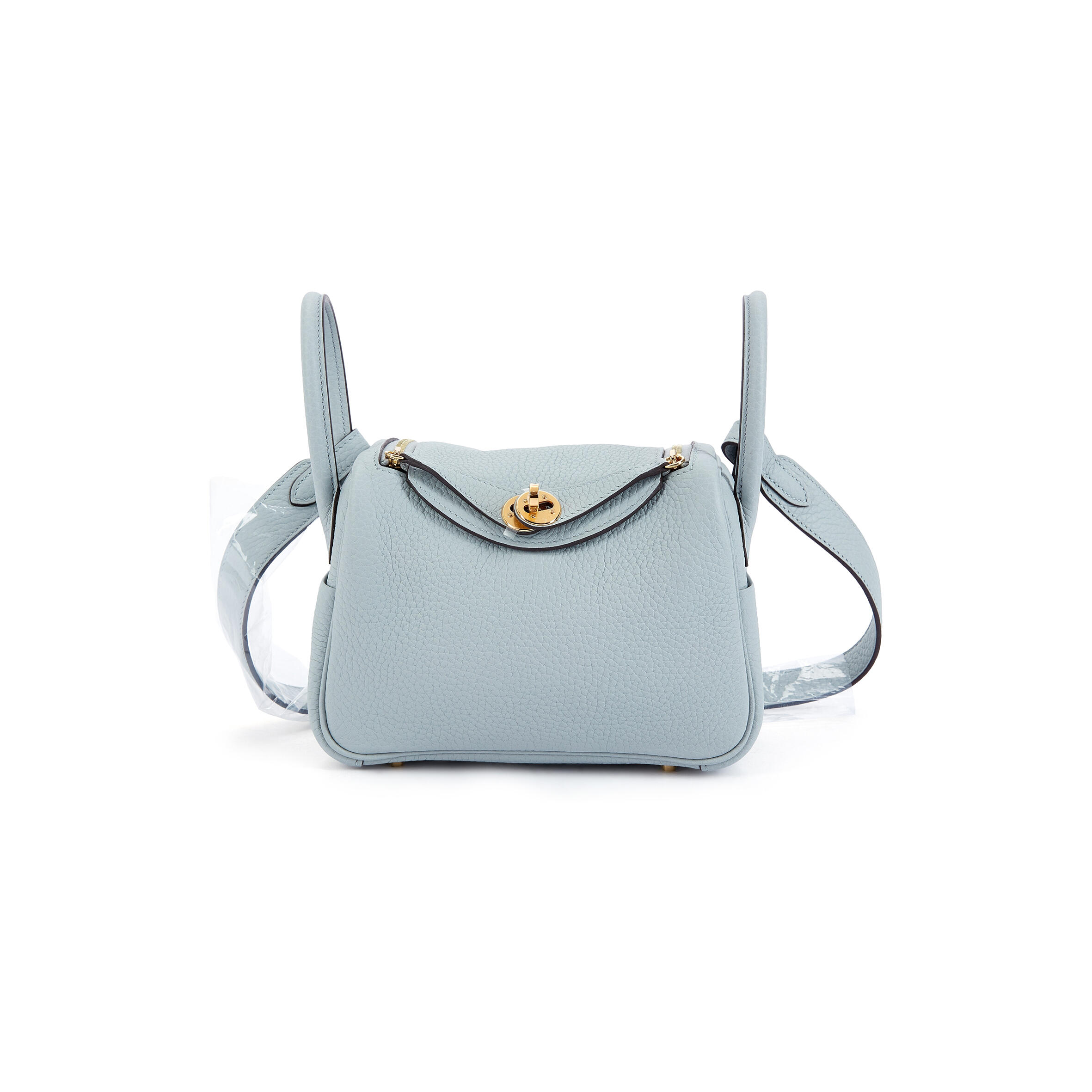 HERMÈS BLEU GLACIER CLÉMENCE MINI LINDY II GOLD HARDWARE H085956CC8U (19*13*9.5cm)